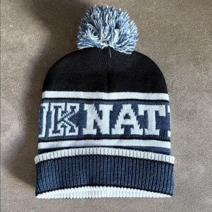 Victoria's Secret Black and Blue Knit Hat with Pom-Pom